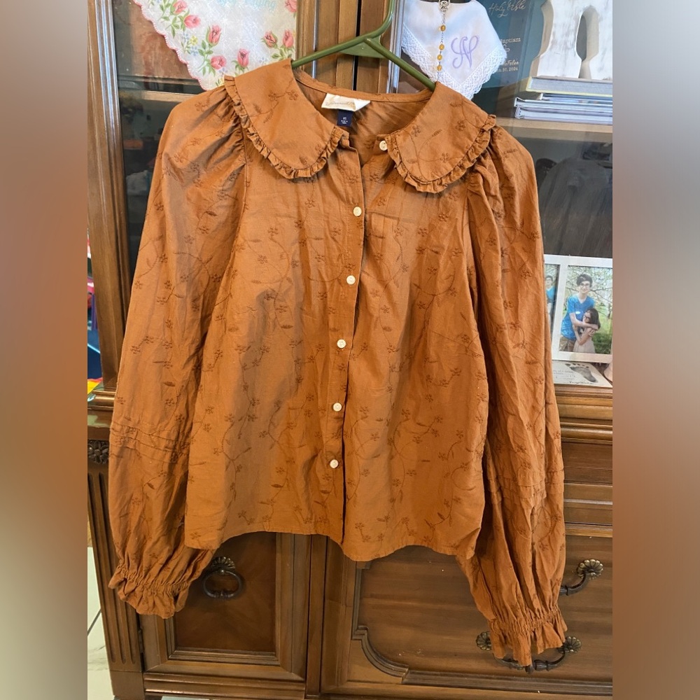 Universal Thread Peter Pan collar button up cottage core top